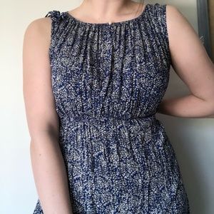 Vintage Blue and White Ditsy Floral Midi Dress 🍰 | Size M